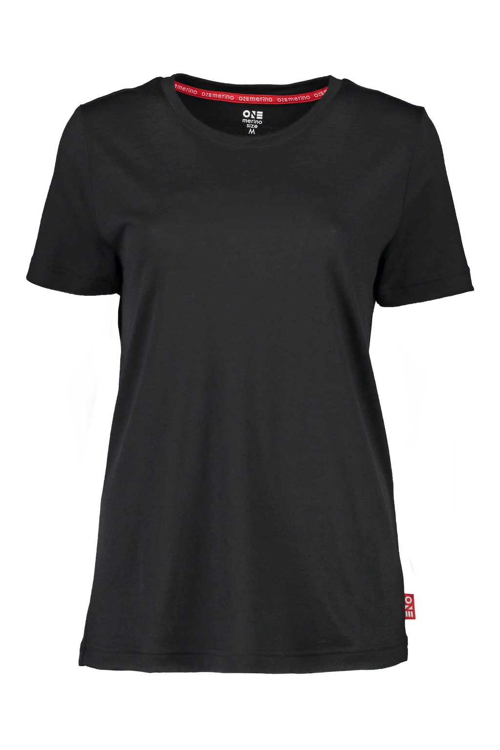 Merino T-Shirt Damen in Schwarz, Vorderansicht