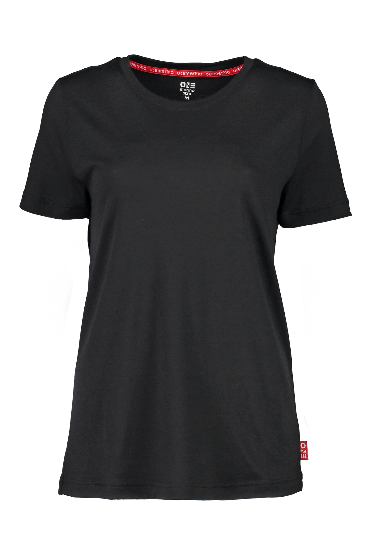 Merino T-Shirt Damen in Schwarz, Vorderansicht